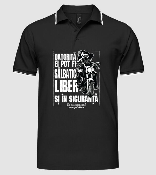 datorită ei pot fi sălbatic, liber și în siguranță - ea este îngerul meu păzitor model negru pe tricou