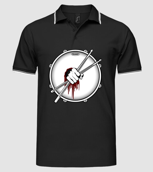dedicated drummer model negru pe tricou