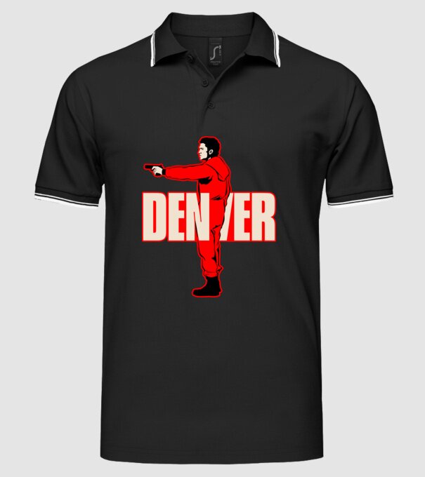 denver la casa de papel model negru pe tricou