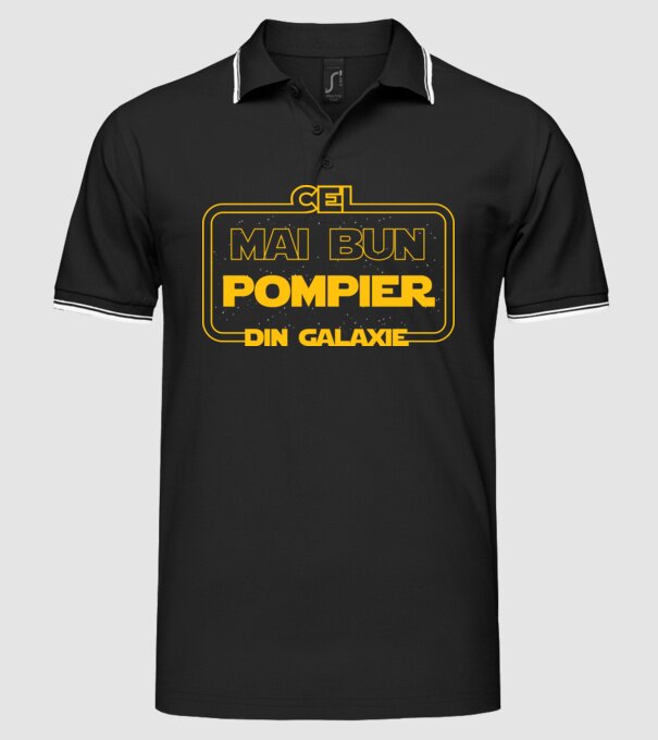 Cel mai bun pompier din galaxie model negru pe tricou