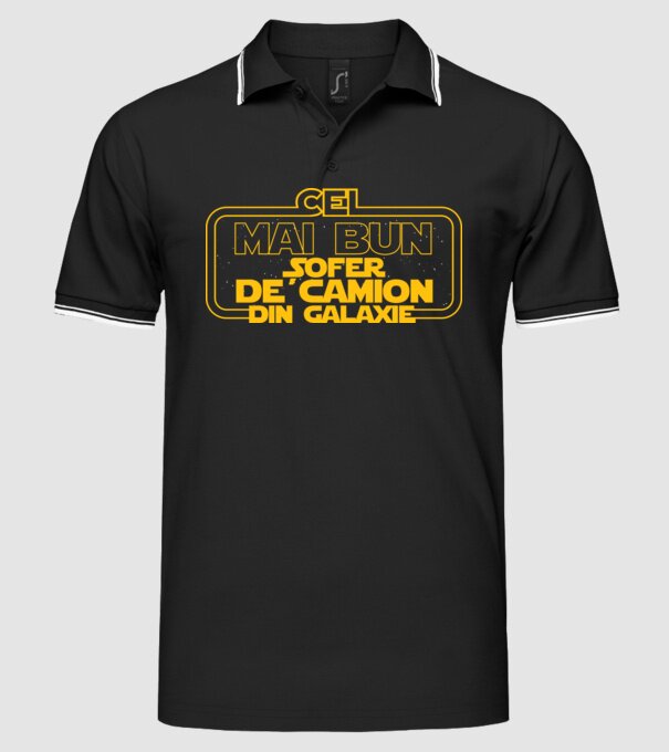 Cel mai bun șofer de camion din galaxie model negru pe tricou