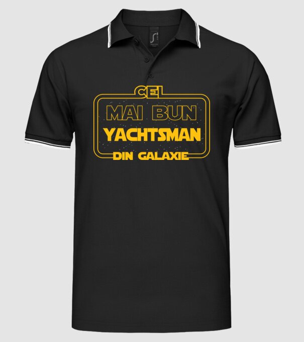 Cel mai bun yachtsman din galaxie model negru pe tricou