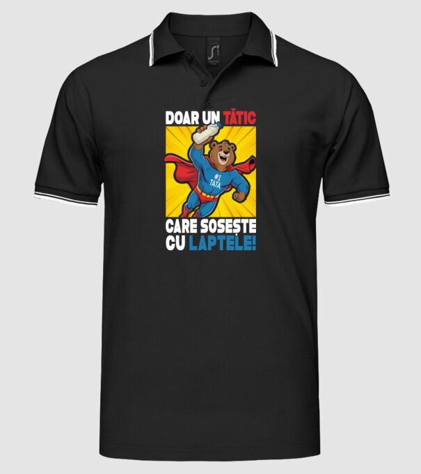 Doar un Tătic Care sosește cu laptele model negru pe tricou