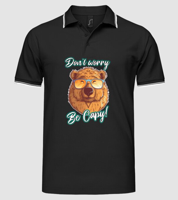 Don't worry be Capy model negru pe tricou