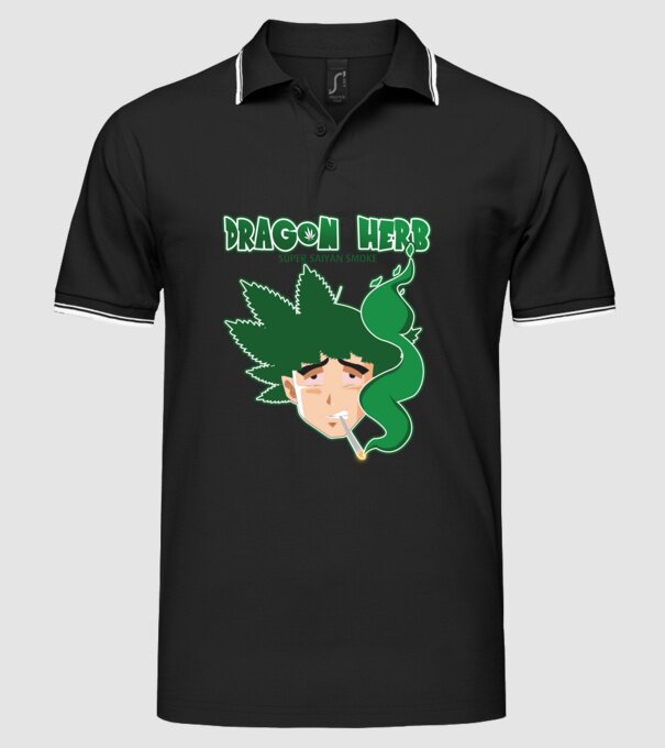 dragon herb smoke model negru pe tricou