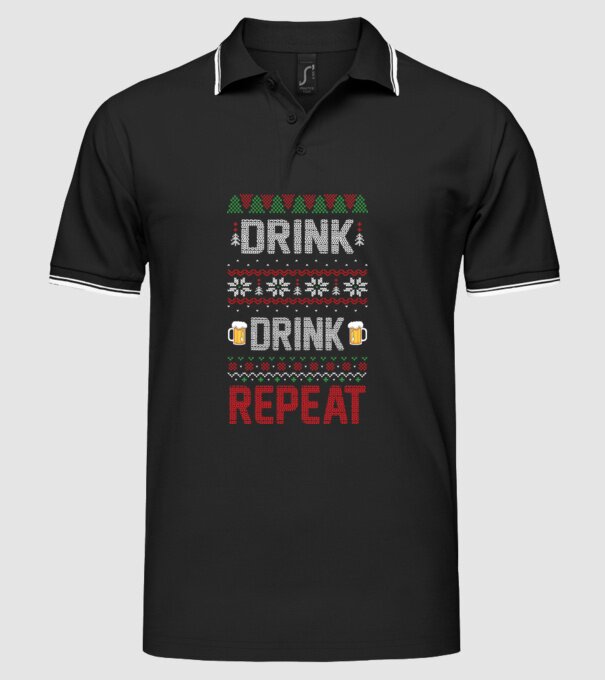 Drink drink repeat model negru pe tricou