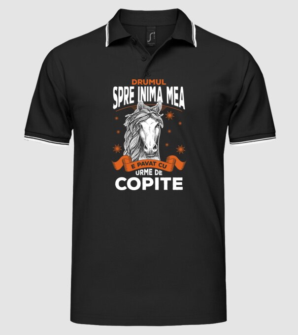 drumul spre inima mea e pavat cu urme de copite model negru pe tricou