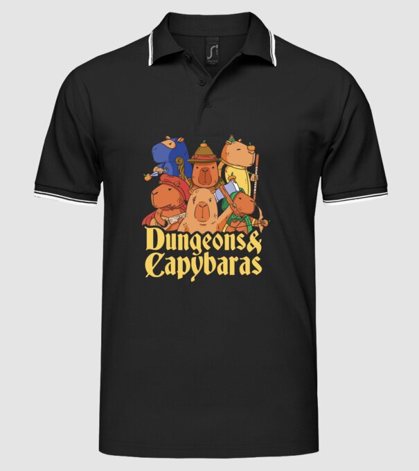 Dungeons and Capybaras model negru pe tricou