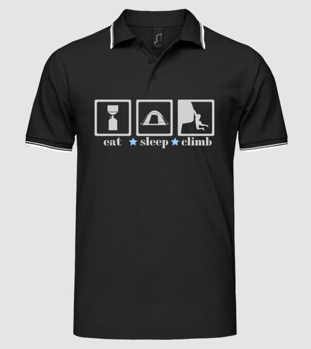 eatsleepclimb2 model negru pe tricou
