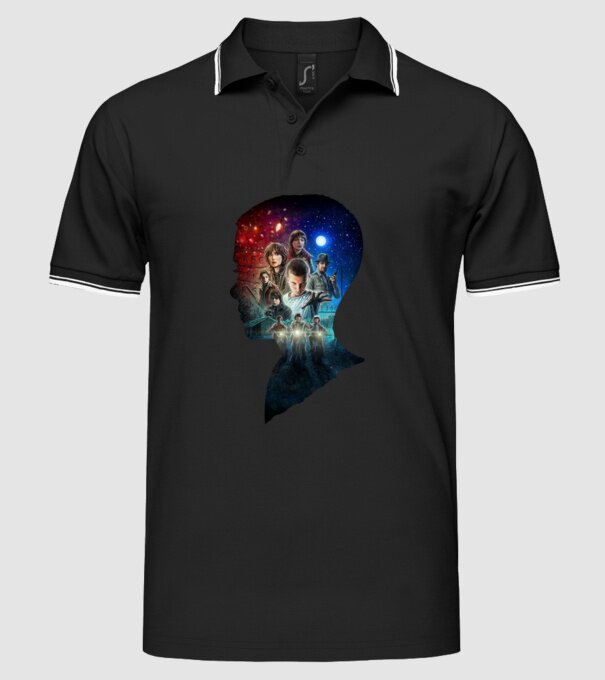 eleven poster head2 model negru pe tricou