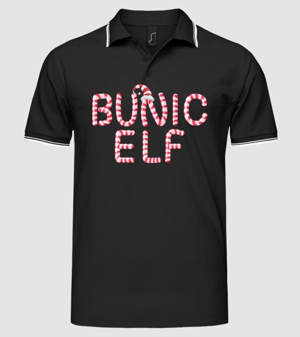bunic elf model negru pe tricou