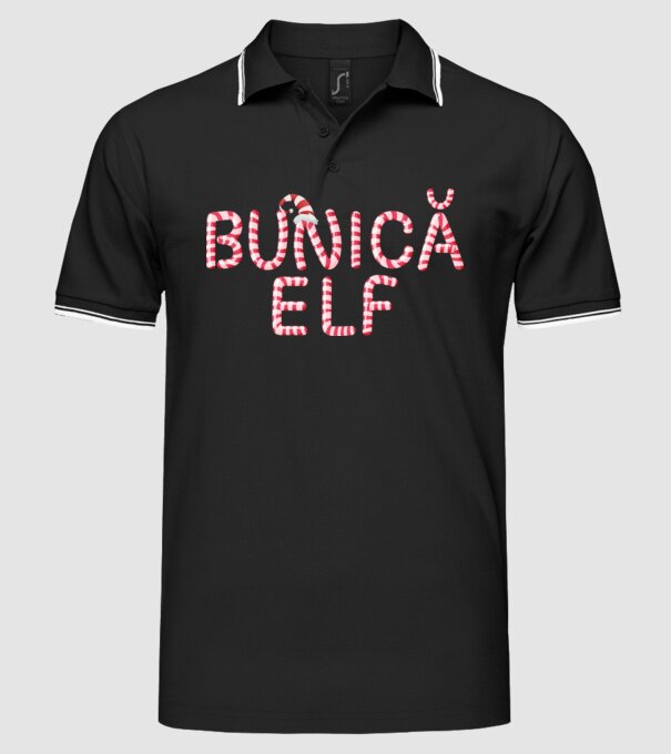 bunică elf model negru pe tricou