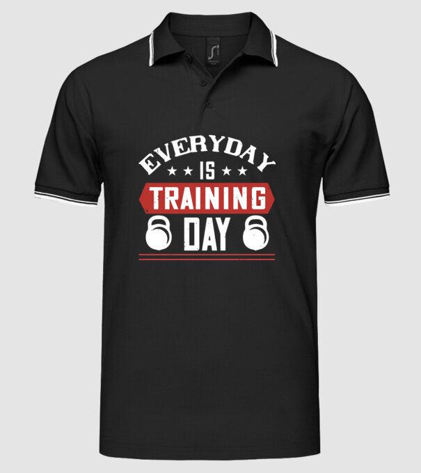 everyday is training day model negru pe tricou