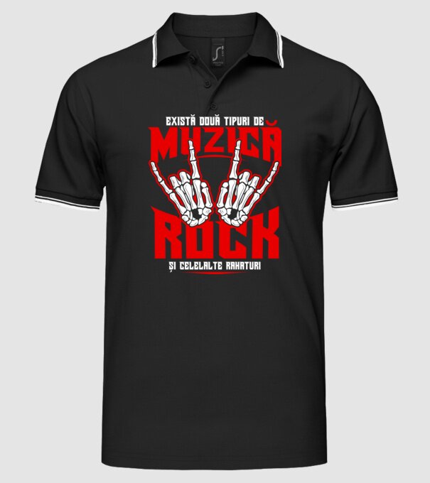 există două tipuri de muzică, rock și celelalte rahaturi model negru pe tricou