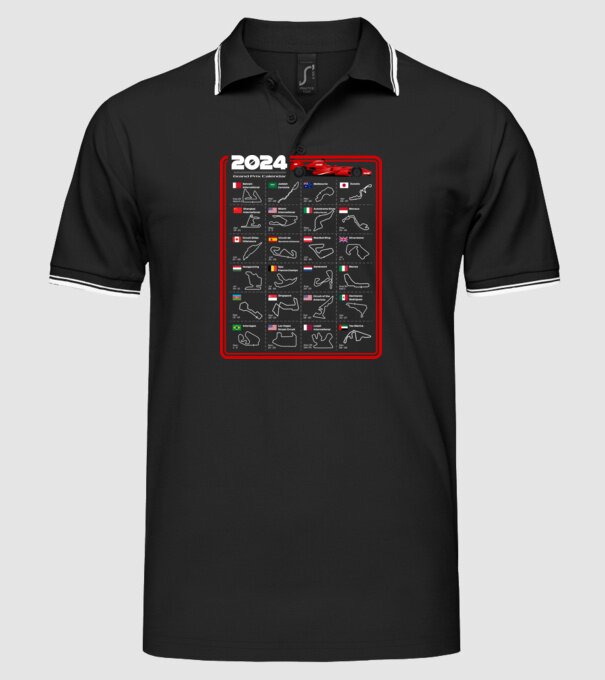 F1 calendar 2024 model negru pe tricou