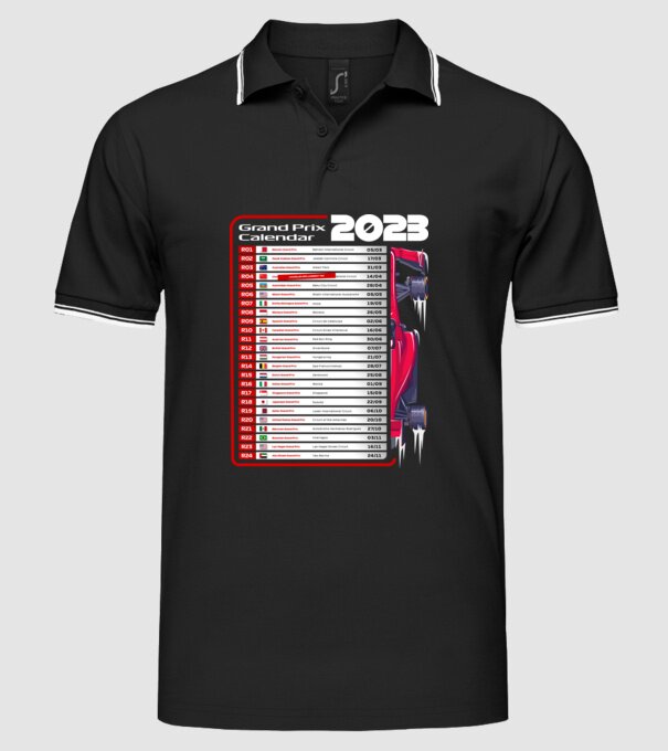 F1 Calendar TBA model negru pe tricou