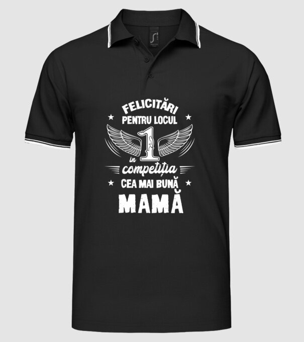 Felicitări pentru locul 1 în competiția Cel mai bun tată! model negru pe tricou