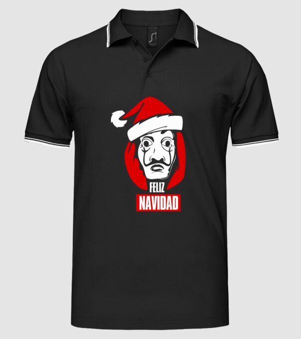 feliz navidad merry christmas money heist model negru pe tricou