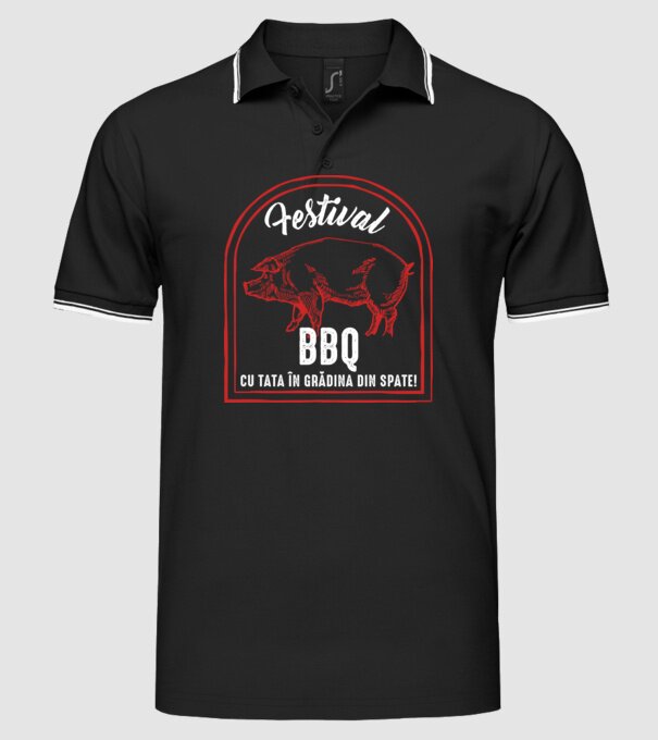 Festival BBQ - cu tata în grădina din spate! model negru pe tricou