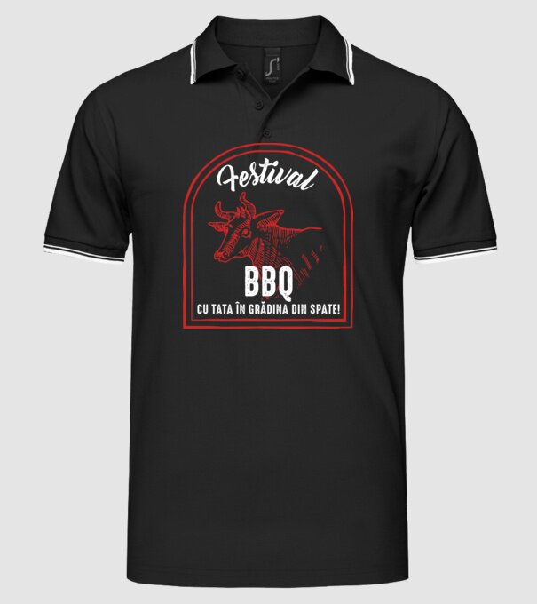 Festival BBQ - cu tata în grădina din spate! model negru pe tricou