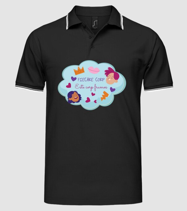 Fiecare corp model negru pe tricou
