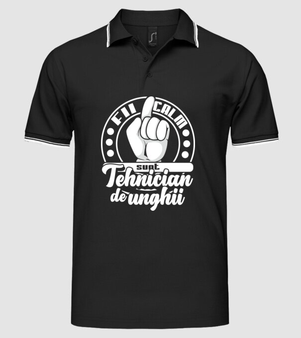 Fii calm... sunt tehnician de unghii model negru pe tricou
