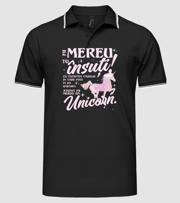 fii mereu tu însuți! cu excepția cazului în care poți fi un unicorn, atunci fii mereu un unicorn. model negru pe tricou