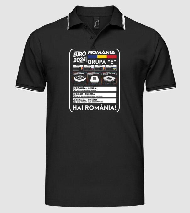 Fotbal Calendar Euro 2024 model negru pe tricou