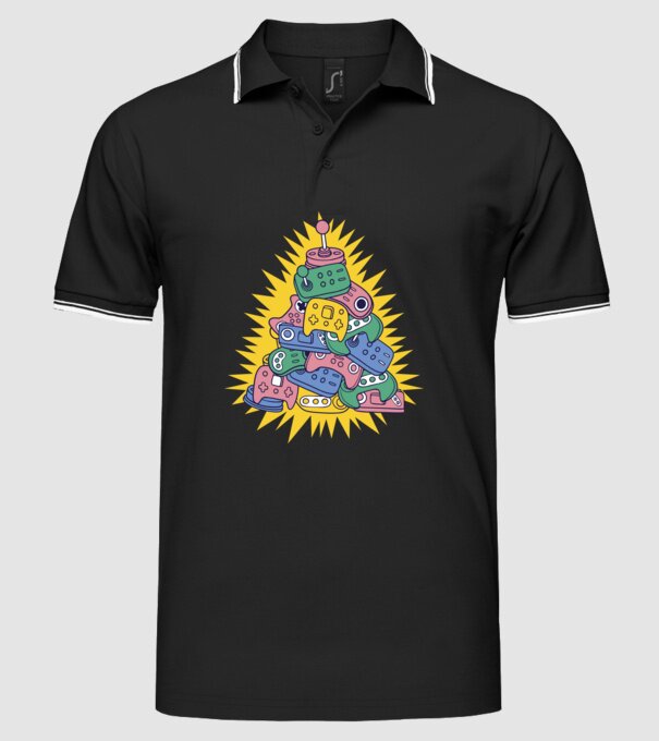 Gamer controller christmas tree model negru pe tricou