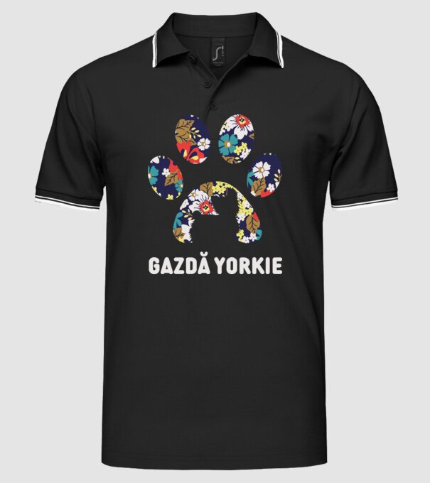 Gazdă Yorkie model negru pe tricou