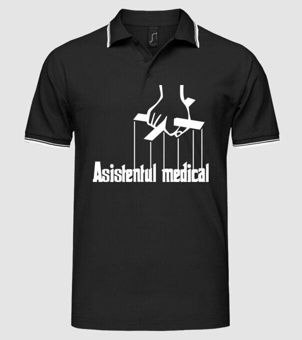 Asistentul medical / Asistenta medicală model negru pe tricou