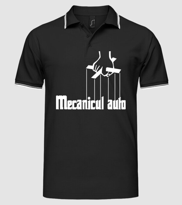 Mecanicul auto model negru pe tricou