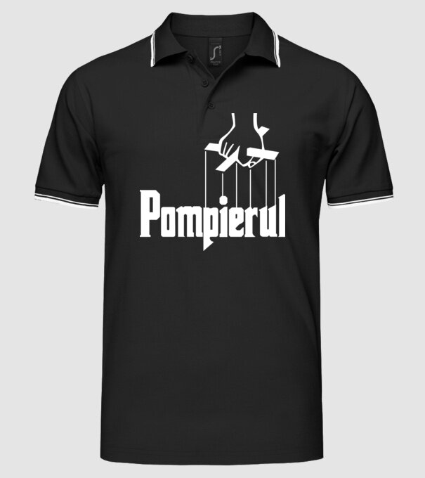 Pompierul model negru pe tricou