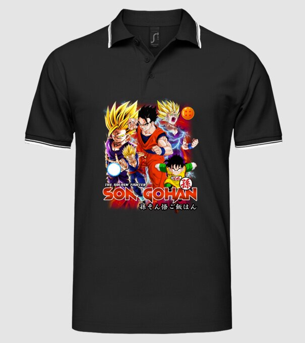 gohan dragonball model negru pe tricou