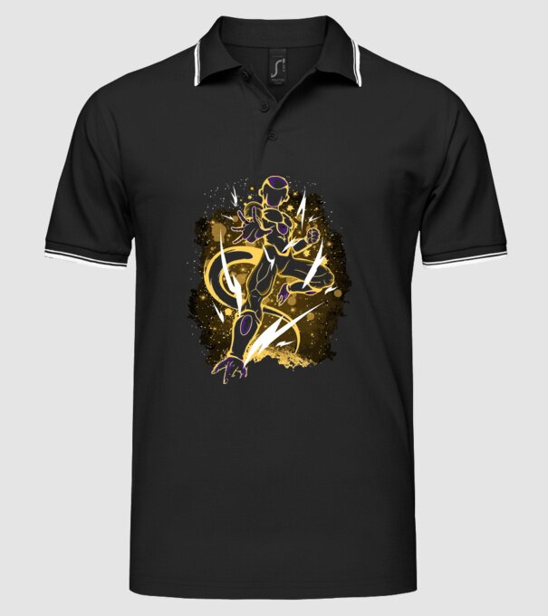 golden freeza dragonball model negru pe tricou