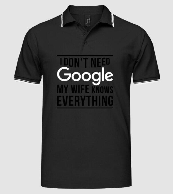 Google wife model negru pe tricou