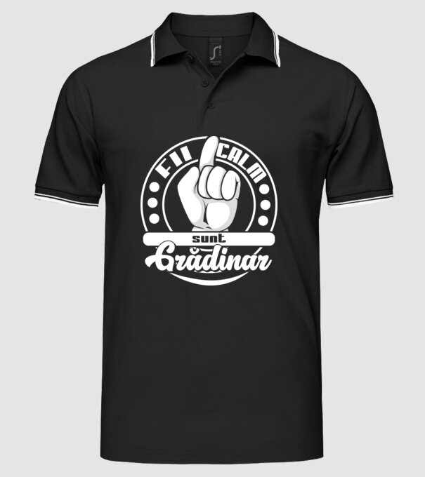 grădinar model negru pe tricou