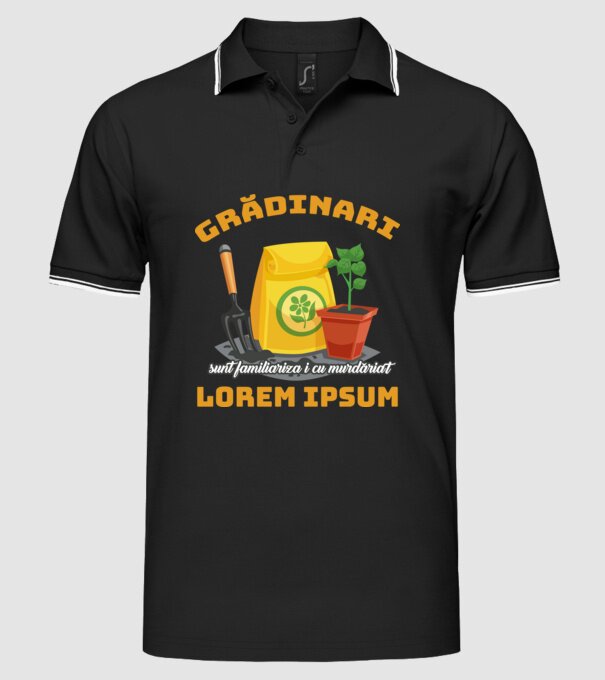 Grădinari model negru pe tricou