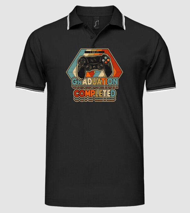 Graduatuion completed retro model negru pe tricou