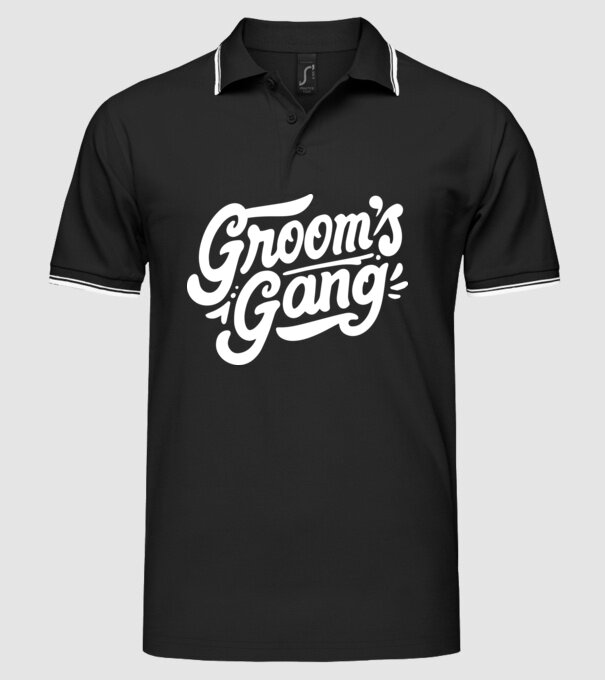 Grooms Gang model negru pe tricou