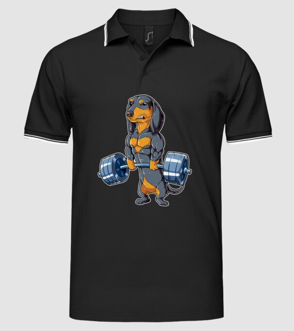 Gym teckel model negru pe tricou