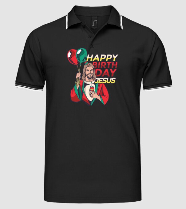 Happy Birtday Jesus! model negru pe tricou
