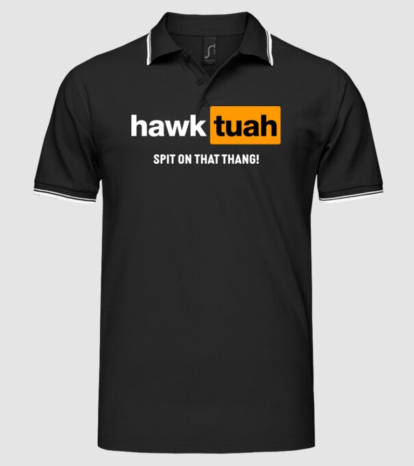 hawk tuah pornhub mix model negru pe tricou