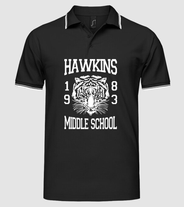 hawkins middle school 83 white model negru pe tricou