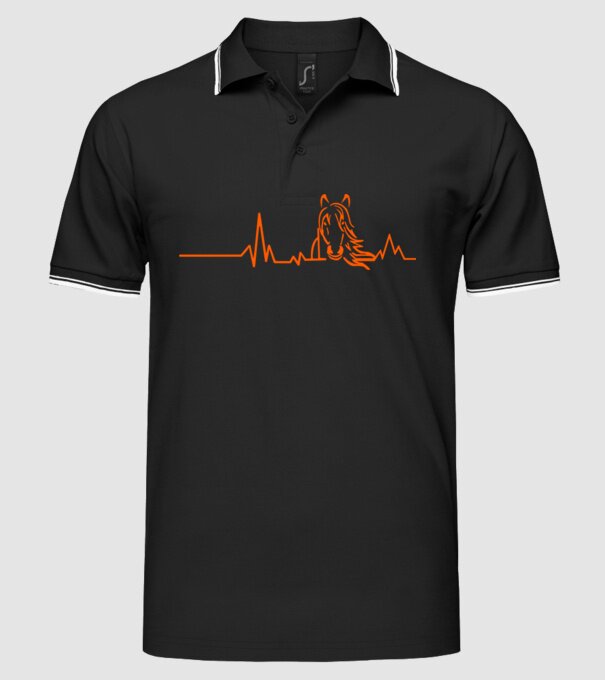 heartbeat cu cal model negru pe tricou