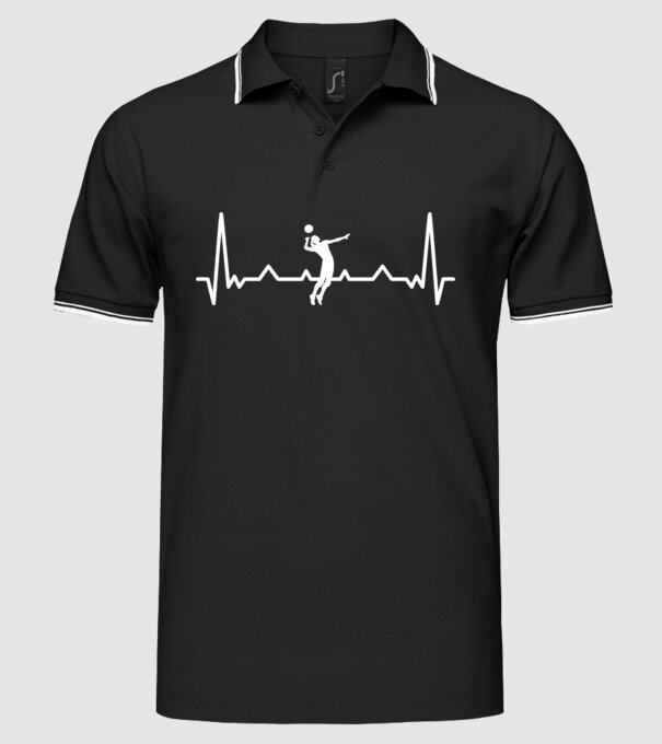 Heartbeat with volleyball model negru pe tricou