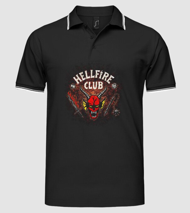 hellfire club stranger things model negru pe tricou