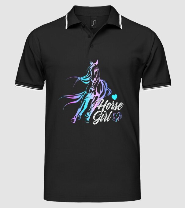 Horse girl 2 model negru pe tricou