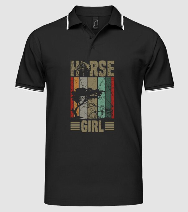 Horse girl model negru pe tricou