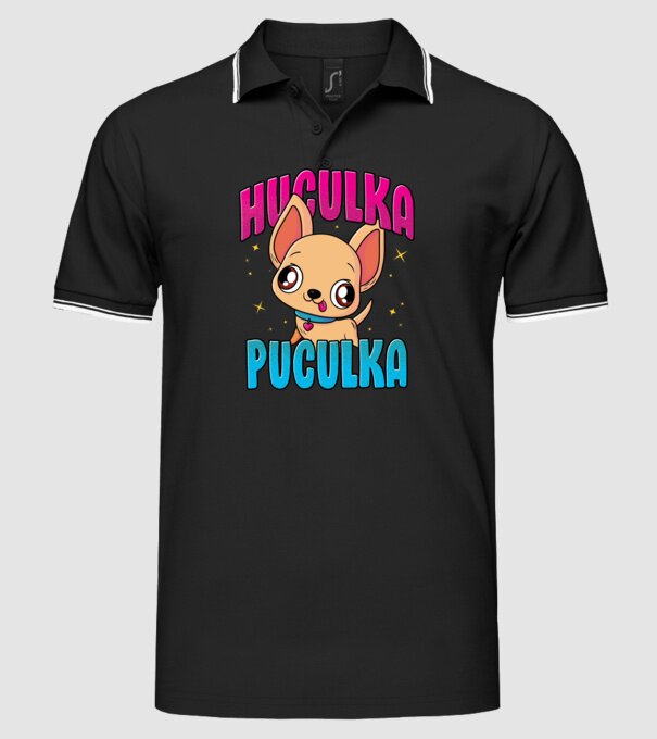 Huculka Puculka chivava model negru pe tricou